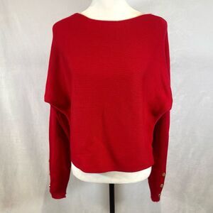 Truth by Republic red ribbed knit sweater with gold buttons size large NWT